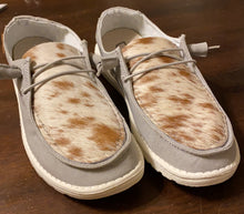 Load image into Gallery viewer, WOMENS Custom Cowhide Hey Dudes Shoes