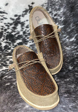 Load image into Gallery viewer, MENS Custom Tooled Leather Hey Dudes Shoes