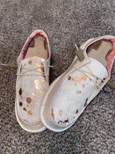 Load image into Gallery viewer, WOMENS Acid Gold Washed Cowhide Hey Dudes