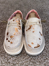 Load image into Gallery viewer, WOMENS Acid Gold Washed Cowhide Hey Dudes