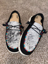 Load image into Gallery viewer, WOMENS Custom Cowhide & Beaded Hey Dudes