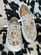 Load image into Gallery viewer, WOMENS Custom Cowhide Hey Dudes Shoes