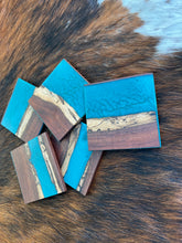Load image into Gallery viewer, Walnut & Epoxy Filled Drink / Barware Coasters (Set of 4) Active