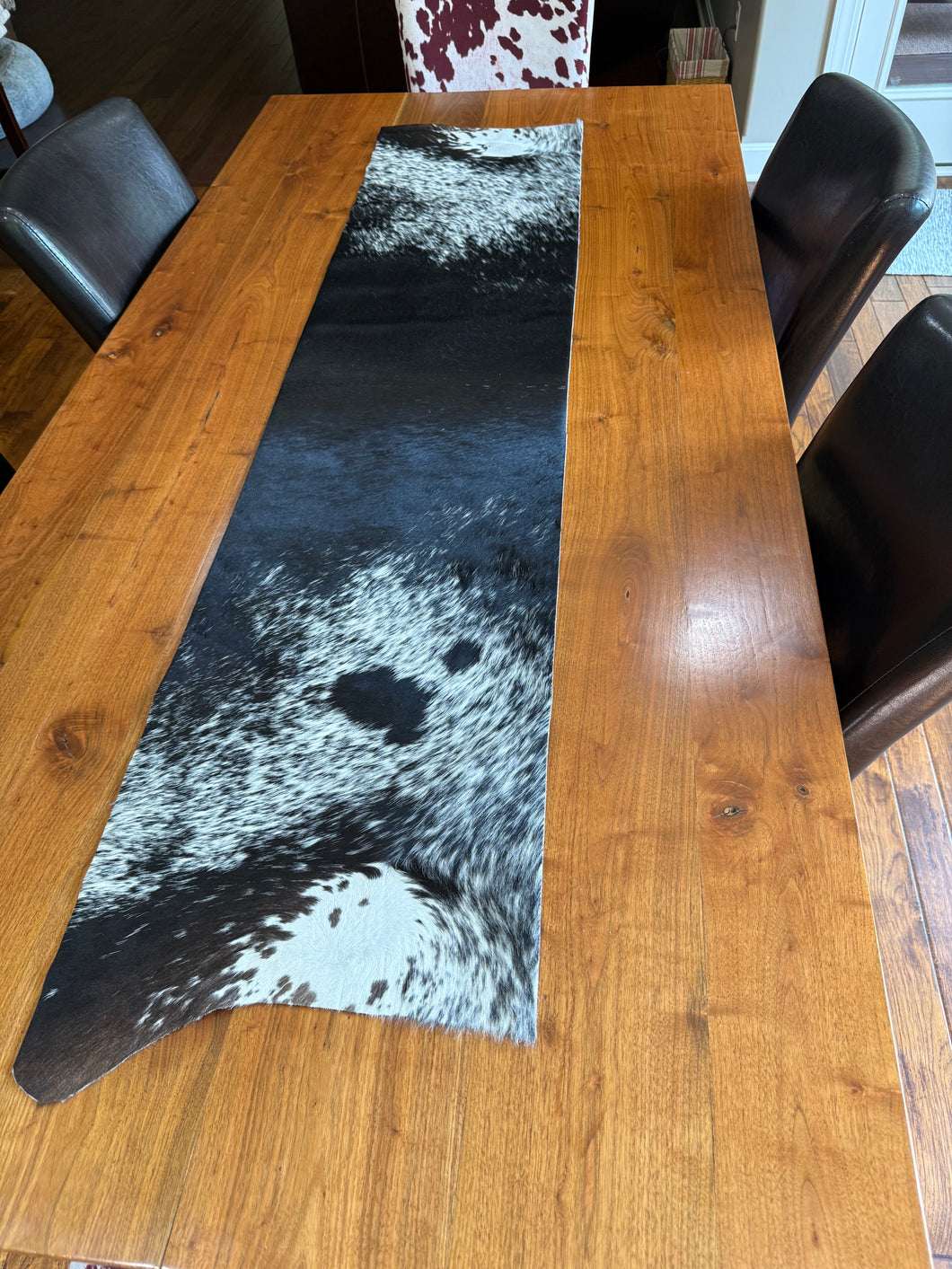 Black & White Cowhide Table Runner
