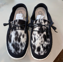 Load image into Gallery viewer, WOMENS Custom Cowhide Hey Dudes Shoes
