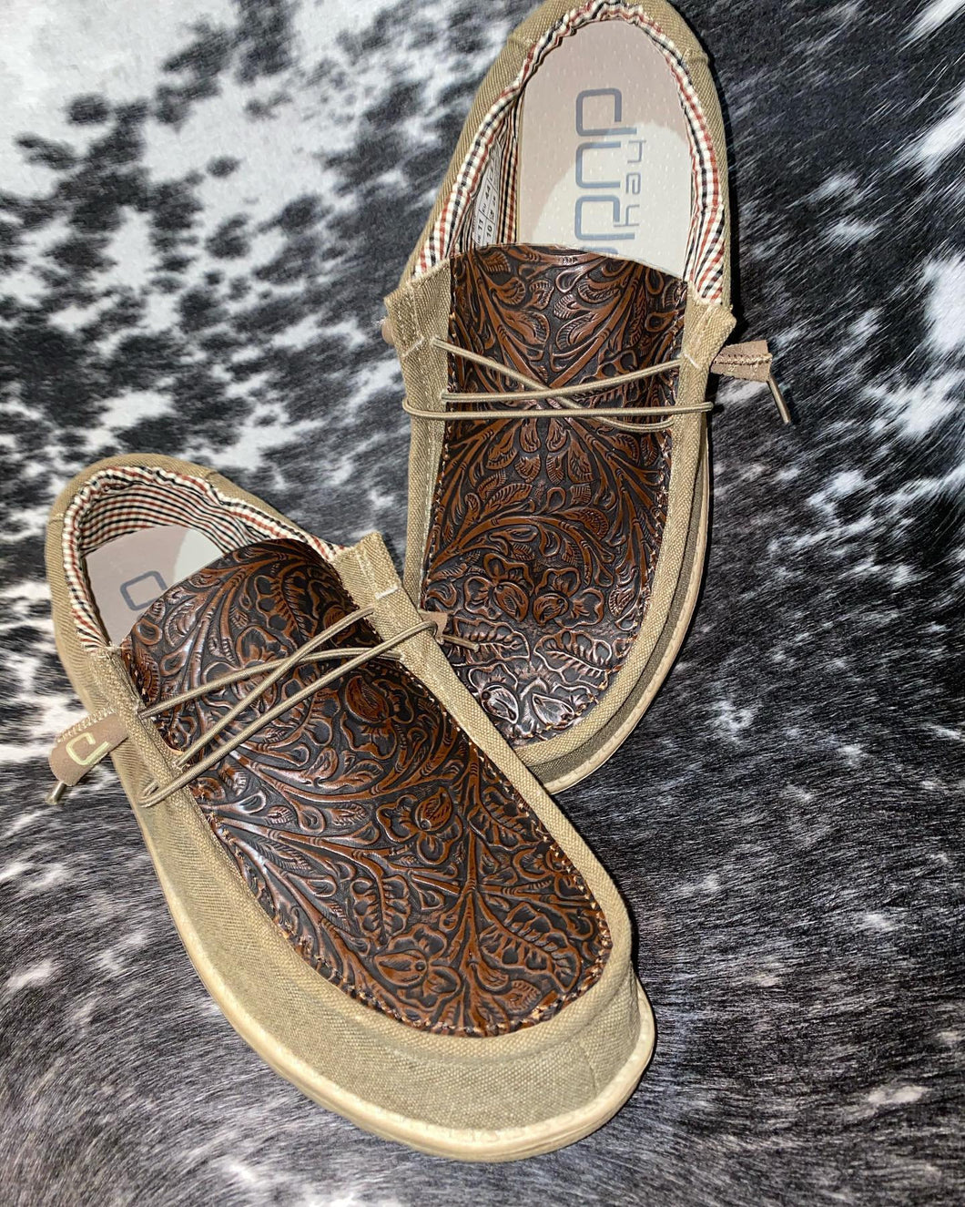 MENS Custom Tooled Leather Hey Dudes Shoes – Bar HK Co