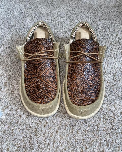 MENS Custom Tooled Leather Hey Dudes Shoes – Bar HK Co