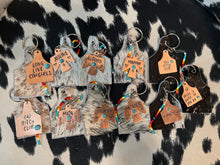 Load image into Gallery viewer, Cattle Tag Keychains W/Turquoise Stone
