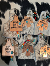 Load image into Gallery viewer, Cattle Tag Keychains W/Turquoise Stone
